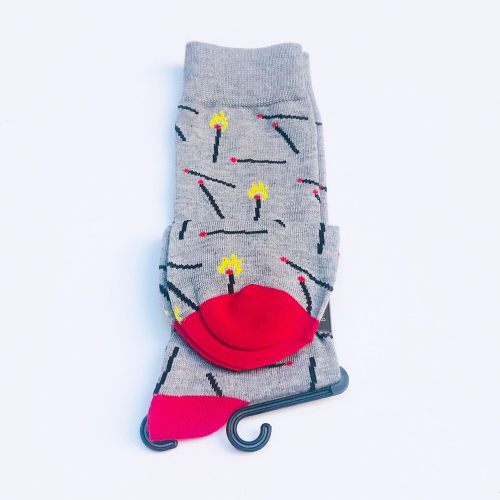 Novelty fun socks - Matches - On fire